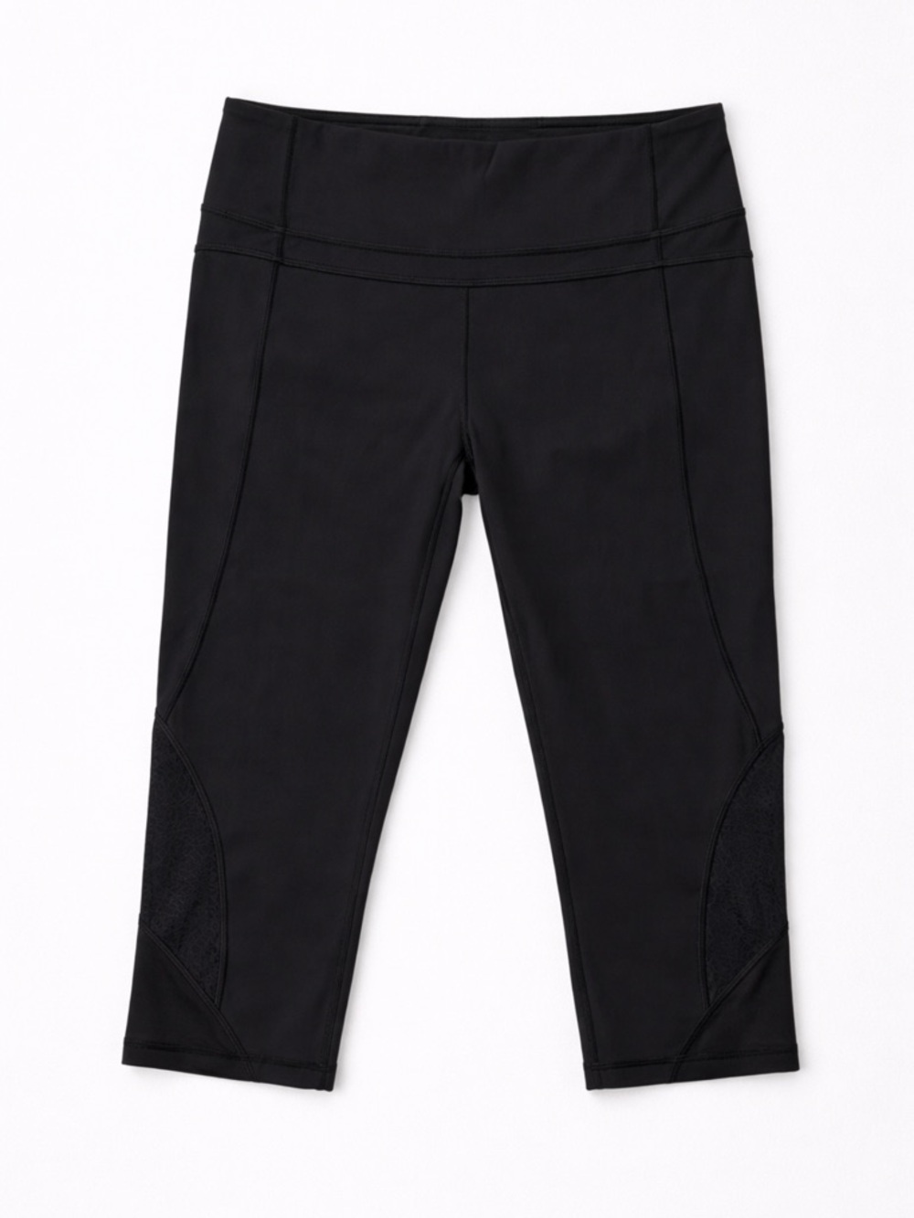 Lululemon Black Cropped Leggings w/ Mesh Panels | Size 10
